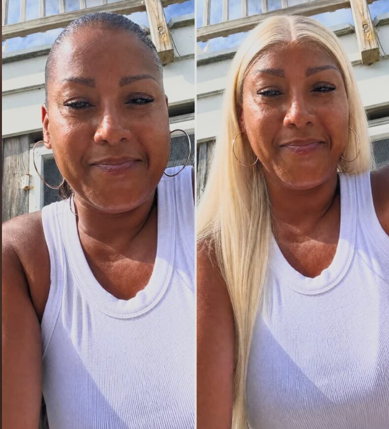 Bald cap → platinum blonde lace front — before
